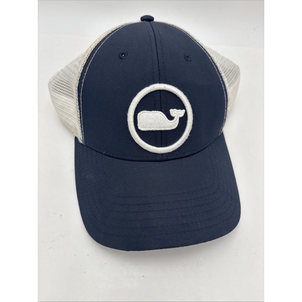 Vineyard Vines Trucker Hat Men's Snapback Whale Logo Blue White